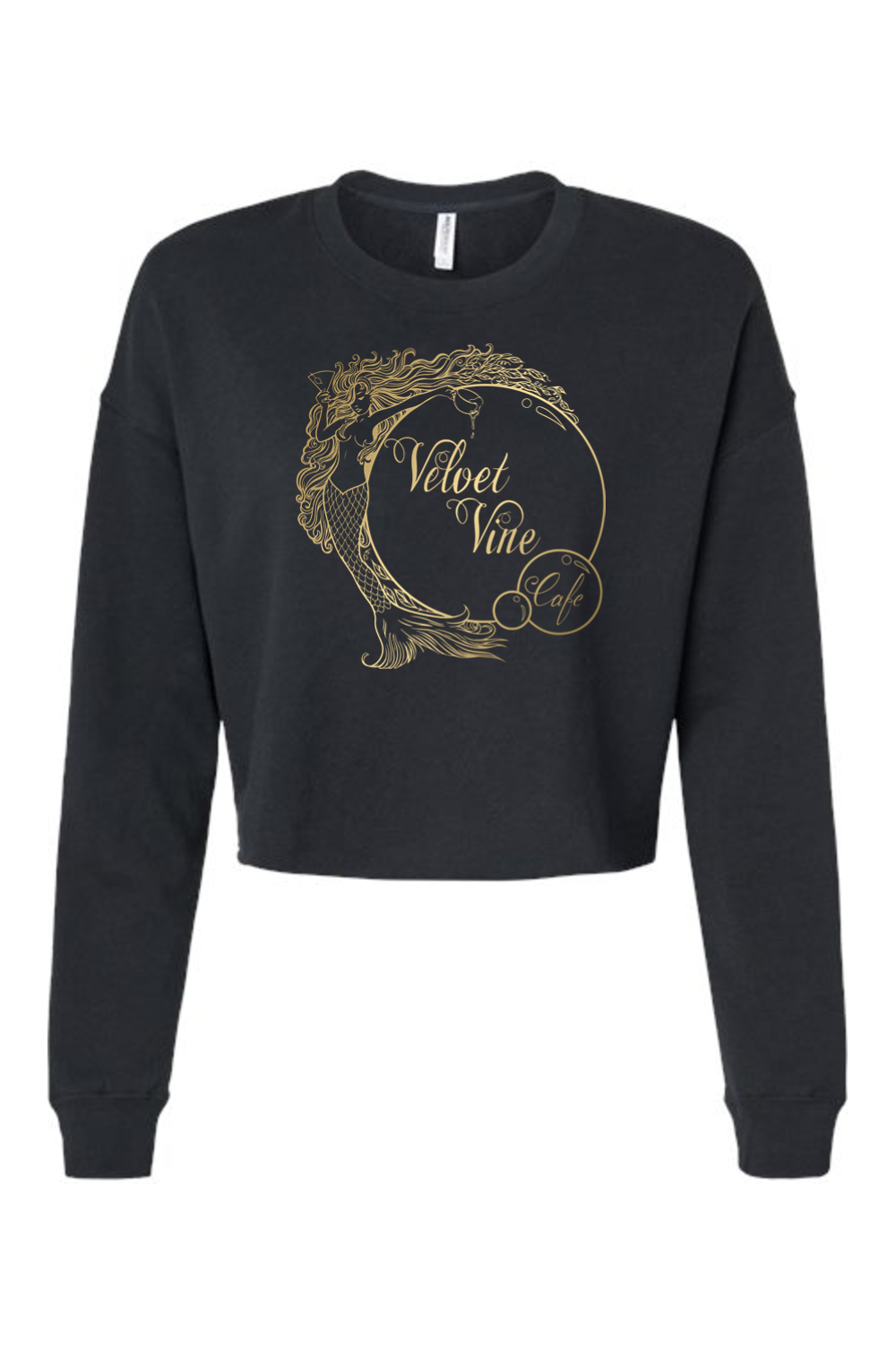 Velvet Vine Cafe Gold Logo Cropped Sweatshirt - Women's