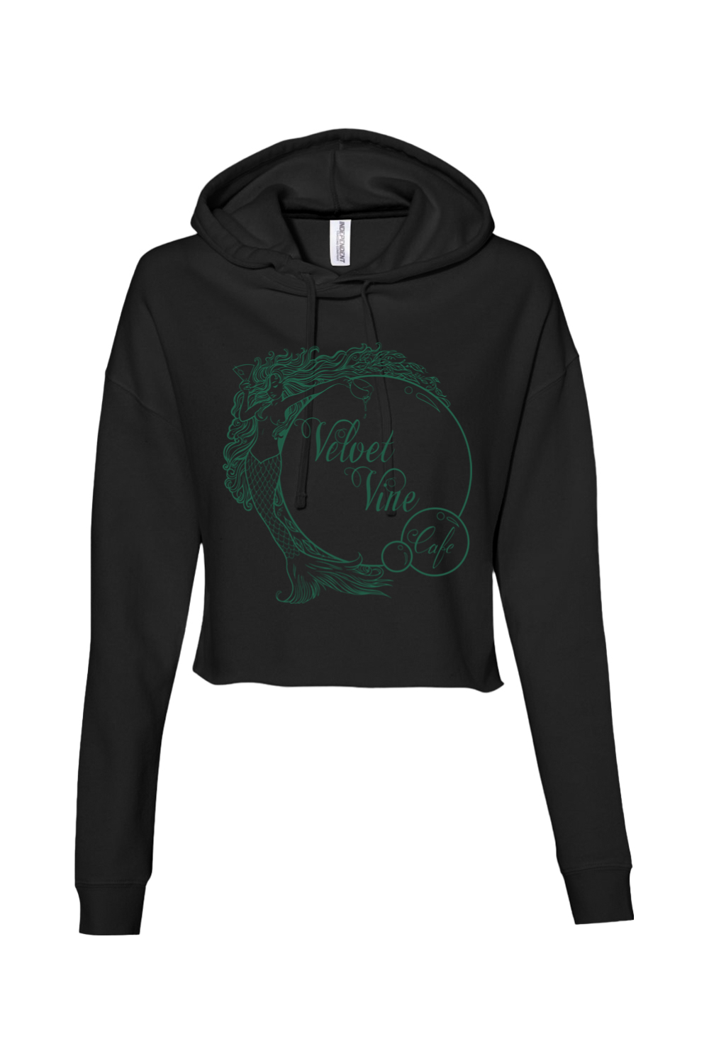 Velvet Vine Green Logo Cropped Hoodie - Women's