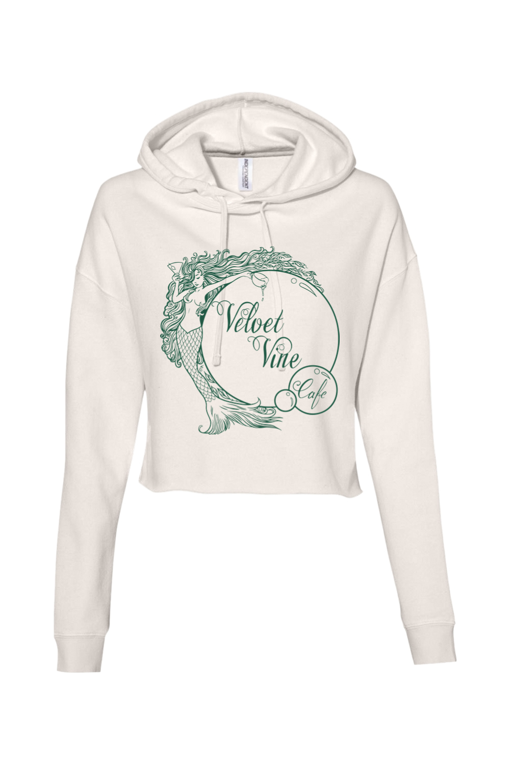 Velvet Vine Green Logo Cropped Hoodie - Women's