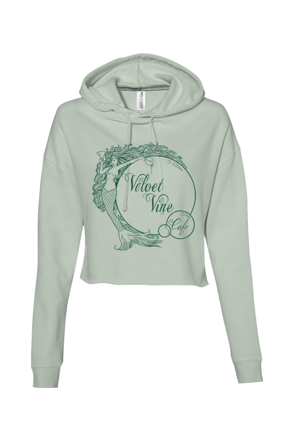 Velvet Vine Green Logo Cropped Hoodie - Women's