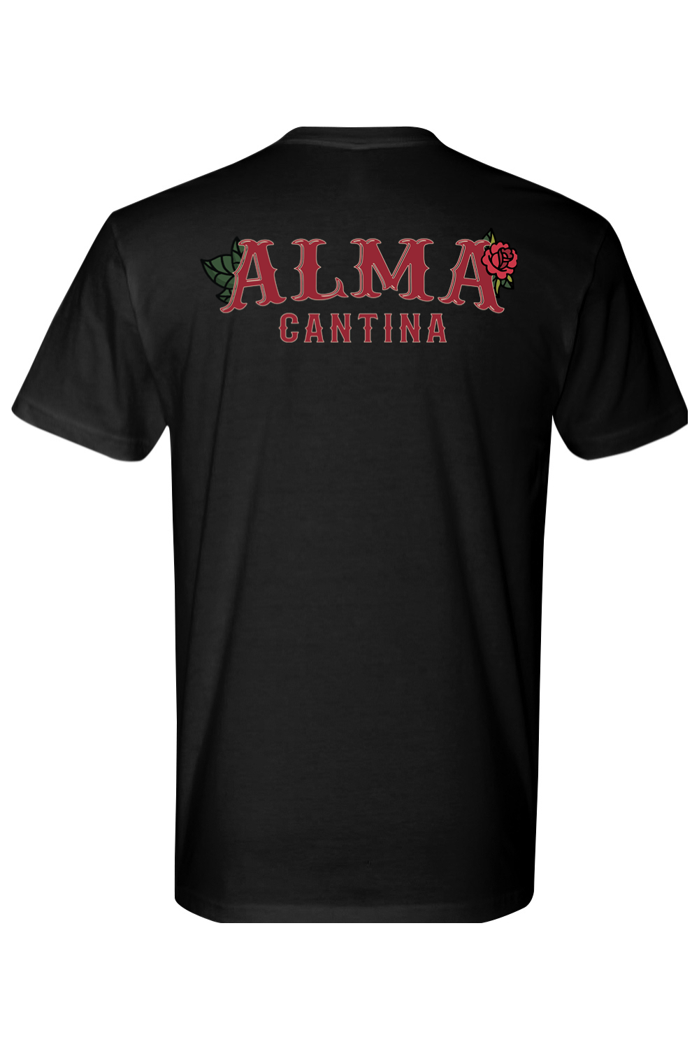 Alma Cantina Original Logo & Alma Traditional Rose Premium Fit Cotton T-Shirt - Unisex