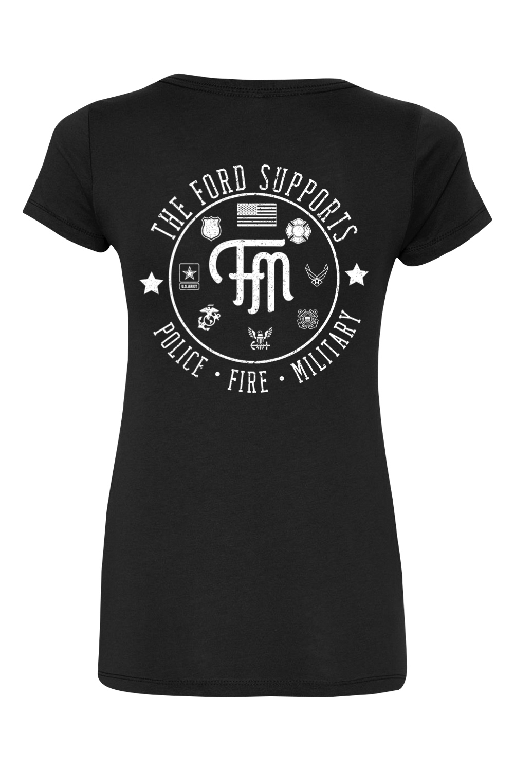 The Ford Supports Police - Fire - Military - Women's Cotton Blend V-Neck T-Shirt