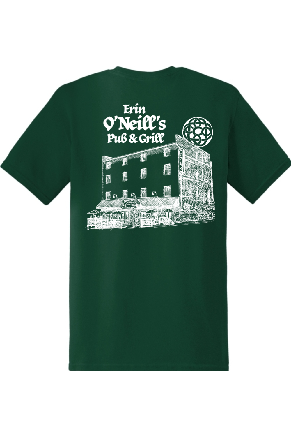 Erin O'neill's Pub & Grill Sketch - White Print Cotton T-Shirt - Unisex