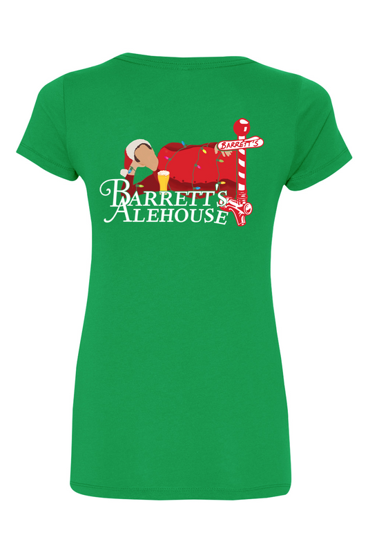 Barrett's Alehouse Santa Cotton Blend V-Neck T-Shirt - Women's