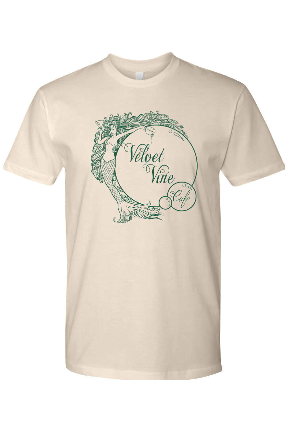 Velvet Vine Cafe Green Logo Premium Fit Cotton T-Shirt - Unisex