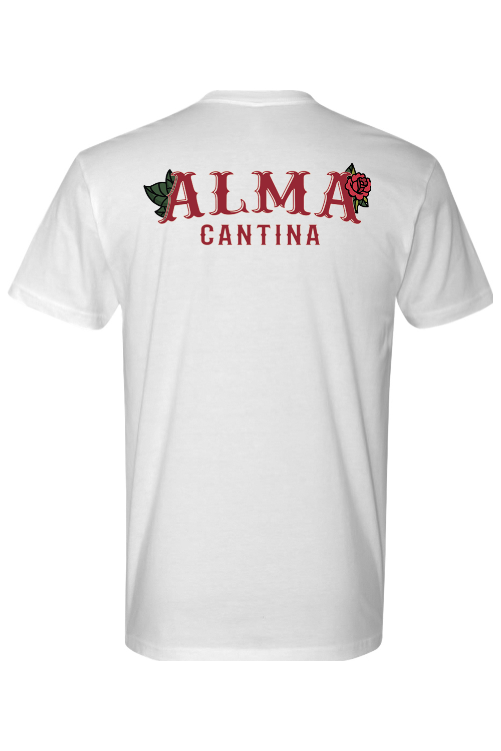 Alma Cantina Original Logo & Alma Traditional Rose Premium Fit Cotton T-Shirt - Unisex