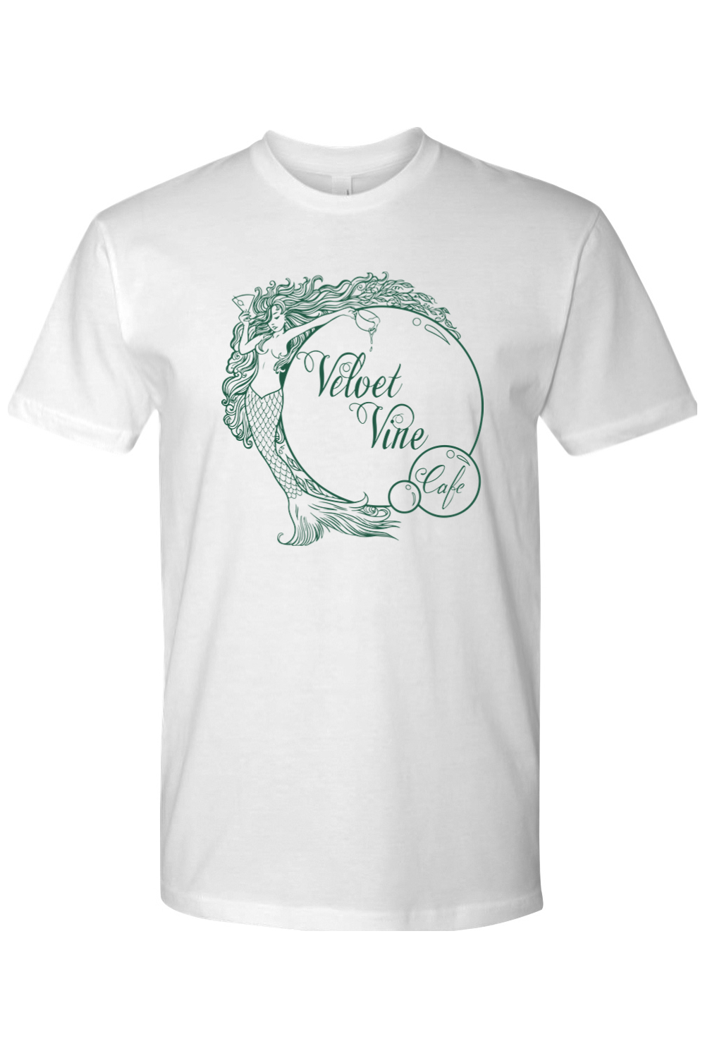 Velvet Vine Cafe Green Logo Premium Fit Cotton T-Shirt - Unisex