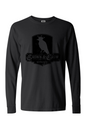 Crown & Crow in Black Distressed Unisex Garment-dyed Long Sleeve T-Shirt