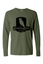 Crown & Crow in Black Distressed Unisex Garment-dyed Long Sleeve T-Shirt