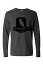 Crown & Crow in Black Distressed Unisex Garment-dyed Long Sleeve T-Shirt