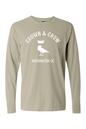 Crown & Crow in White Unisex Garment-dyed Long Sleeve T-Shirt