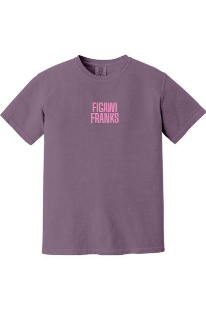 Plum Comfort Colors unisex t-shirt featuring a pink Figawi Franks logo on the chest.