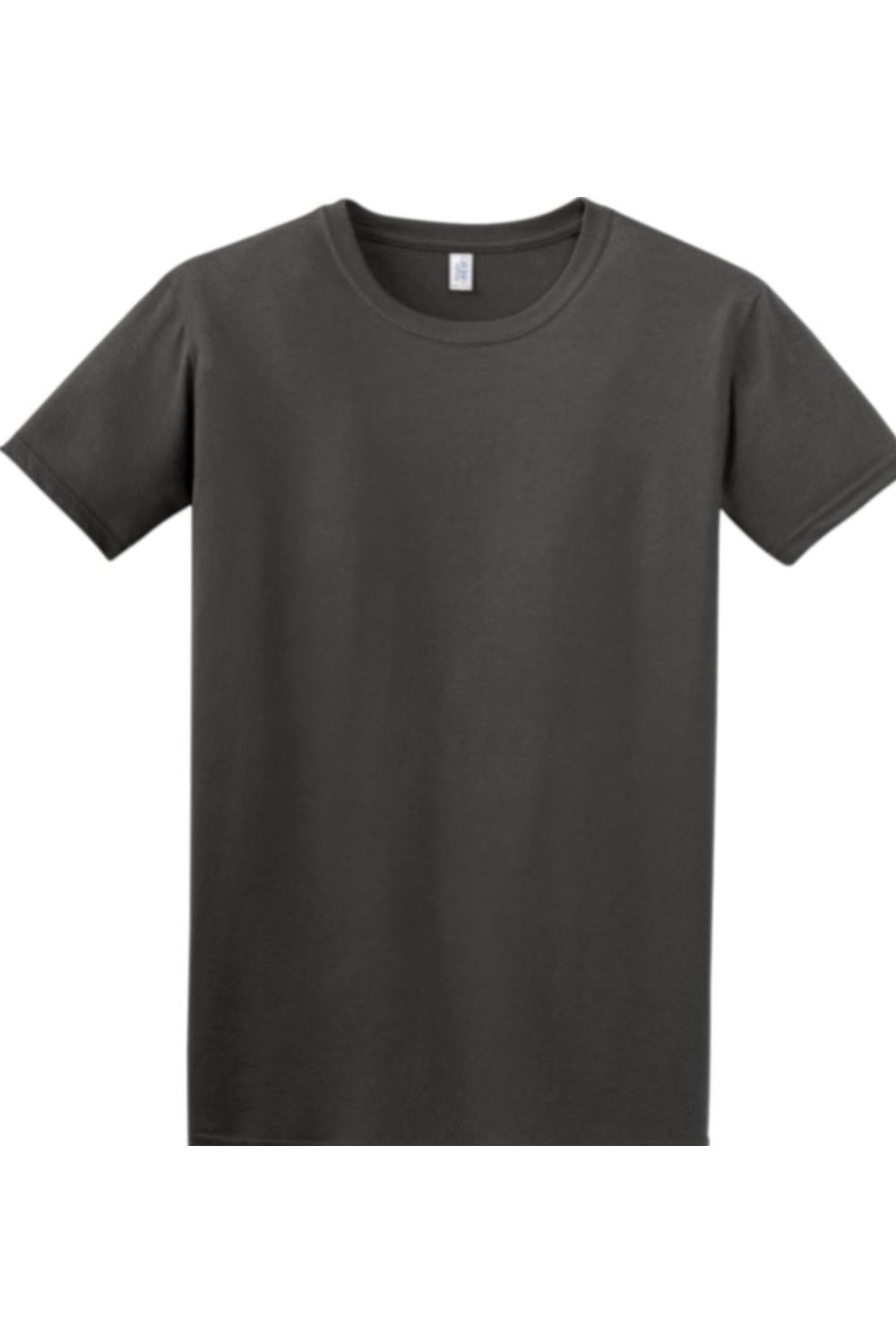 Dark charcoal grey Gildan Softstyle crew neck t-shirt made from soft, breathable cotton with a classic relaxed fit.