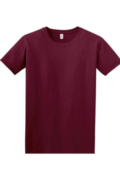 Maroon Gildan Softstyle crew neck t-shirt made from soft, breathable cotton in a classic, relaxed fit.