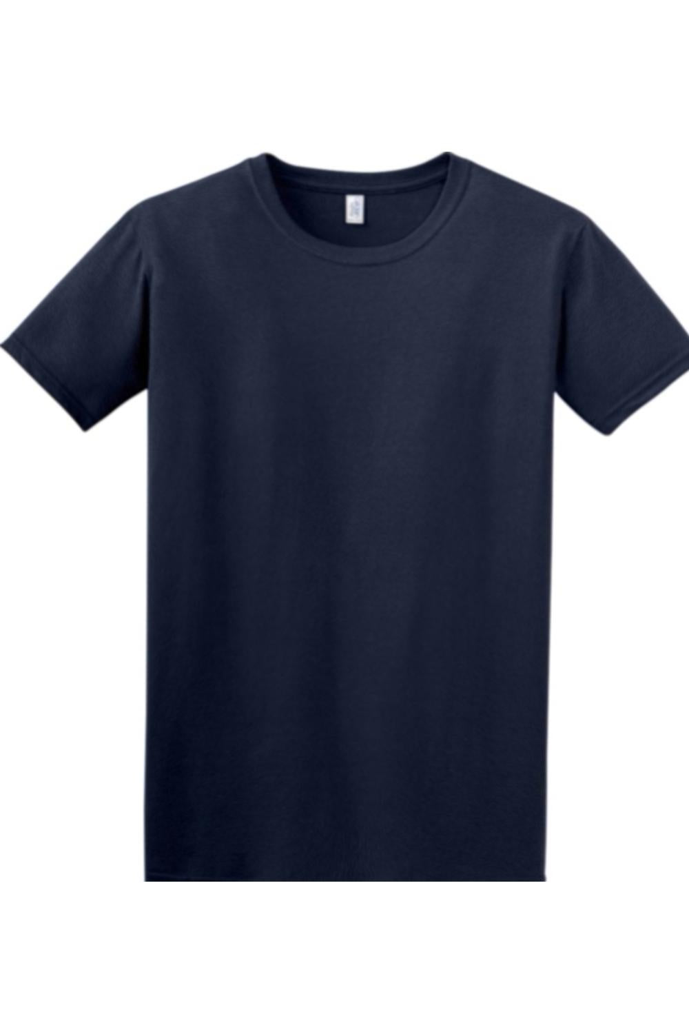 Navy blue Gildan Softstyle crew neck t-shirt in a comfortable, breathable cotton blend with a classic relaxed fit.