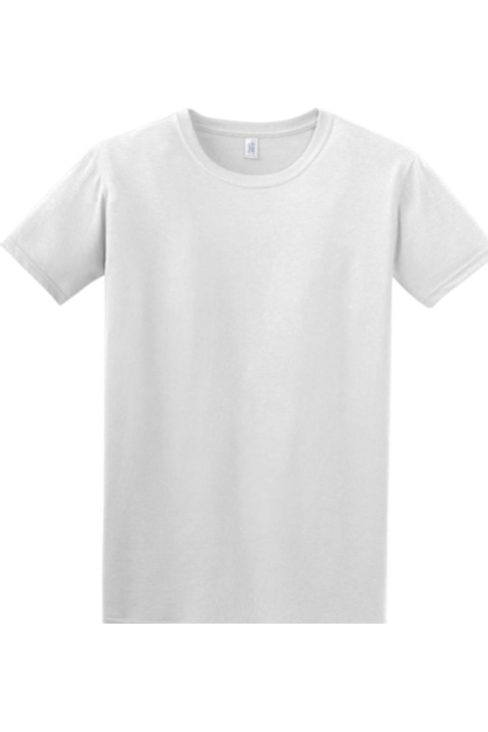Gildan Softstyle white crew neck t-shirt in a soft, breathable cotton blend with a classic relaxed fit.