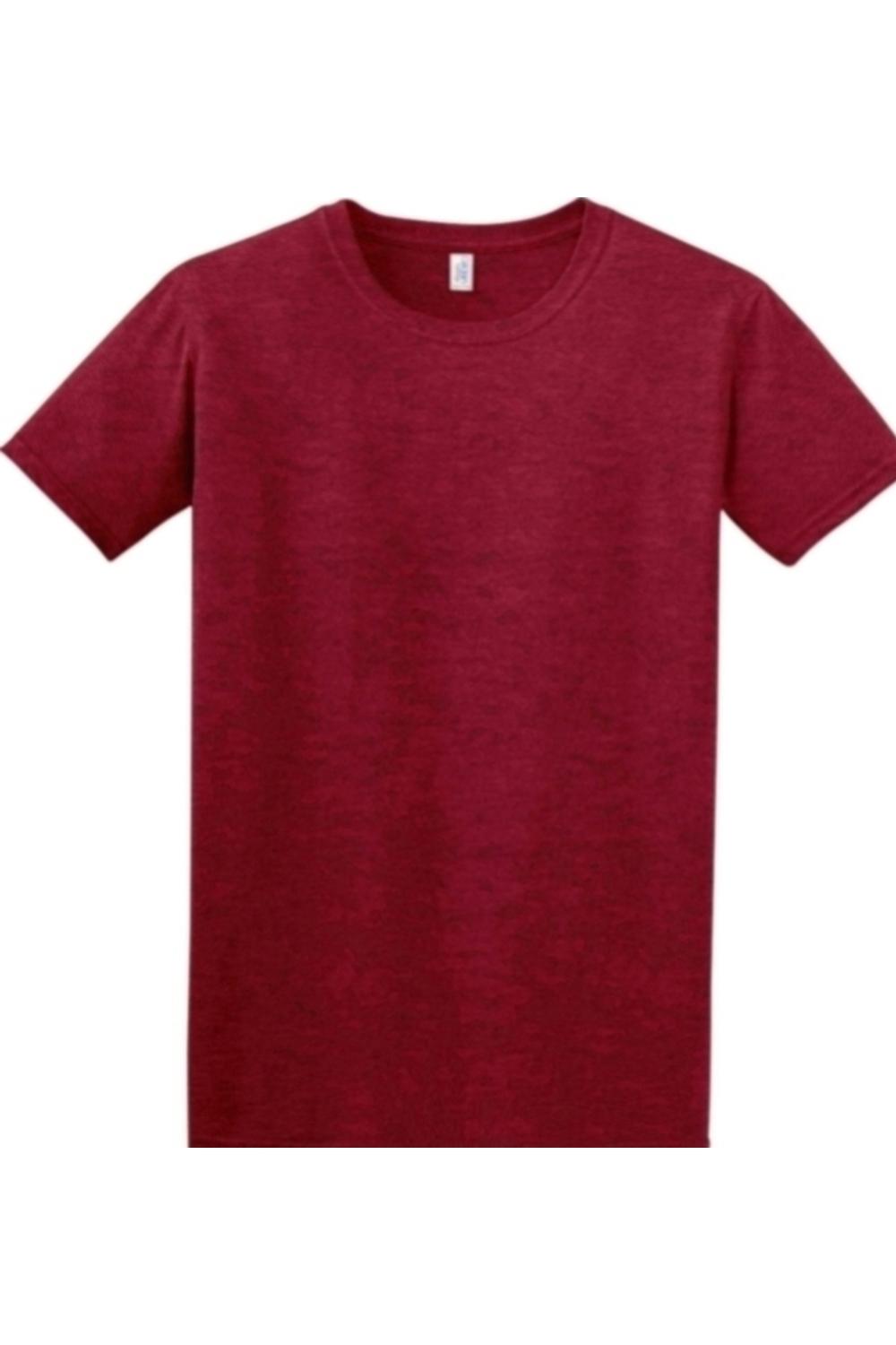 Burgundy Gildan Softstyle crew neck t-shirt in a soft, breathable cotton blend with a classic relaxed fit.