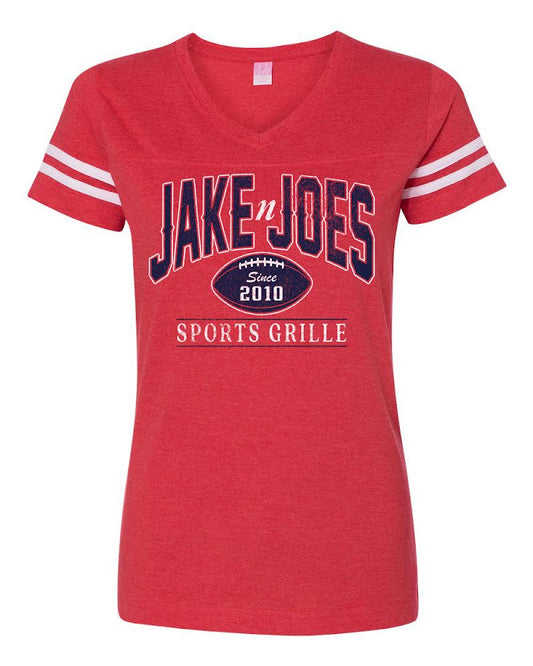 Jake n JOES Women's V-Neck Football Jersey Tee
