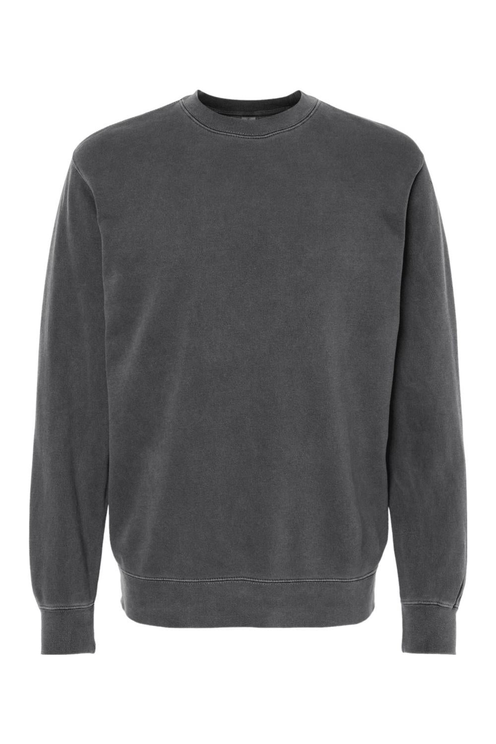 Charcoal grey unisex midweight crewneck sweatshirt with a lived-in, pigment-dyed finish and ribbed cuffs.
