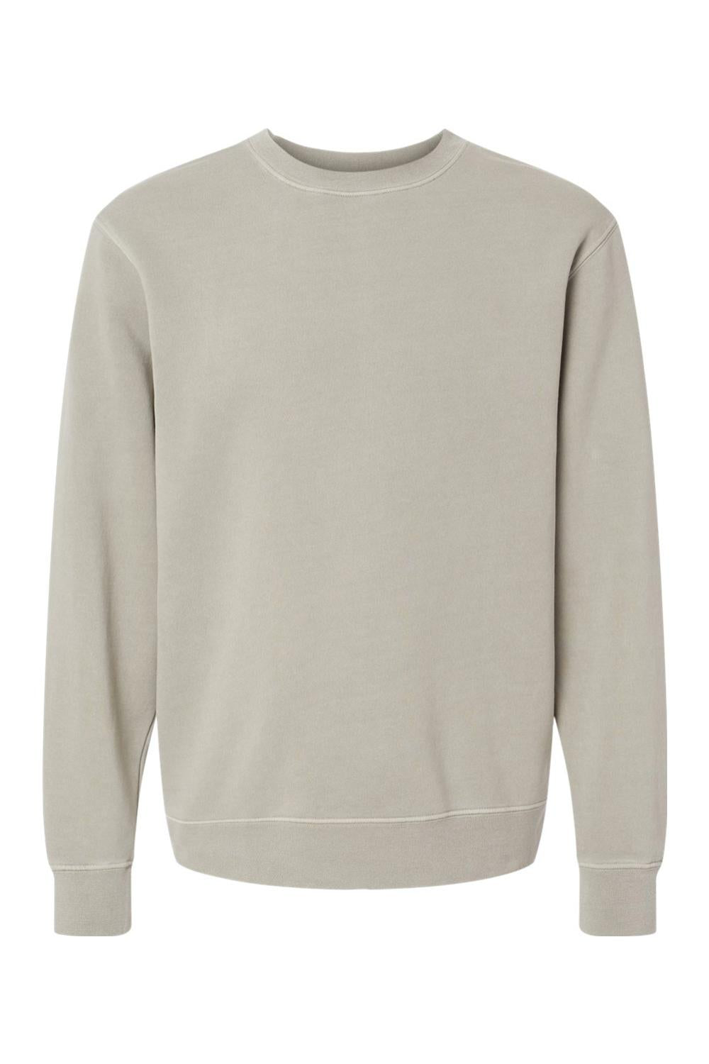 Unisex midweight crewneck sweatshirt in a soft, pigment-dyed light grey with a classic, lived-in aesthetic.