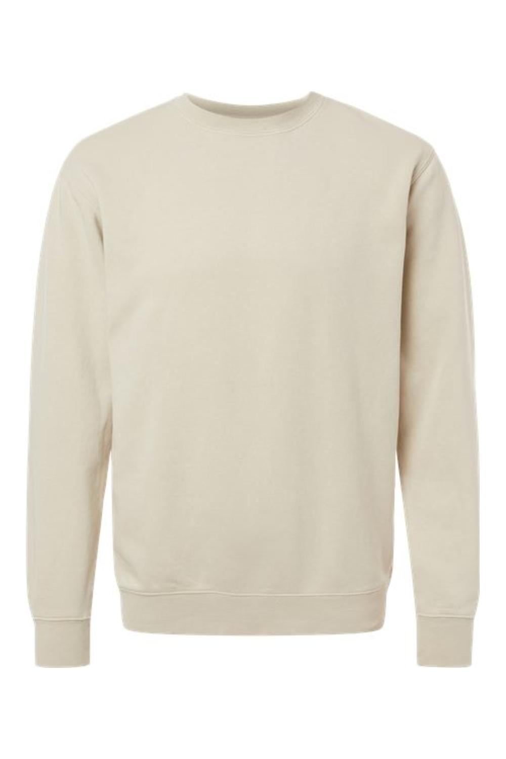 Unisex midweight pigment-dyed crewneck sweatshirt in a soft beige color with a classic fit and ribbed trim.