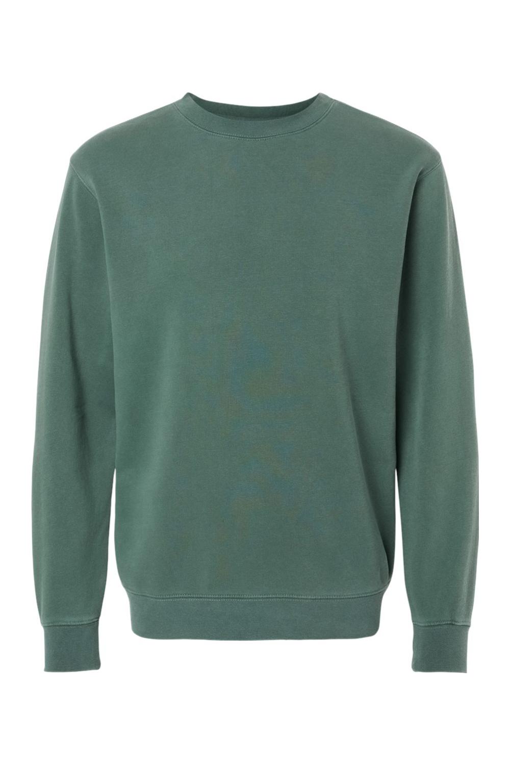 Unisex midweight crewneck sweatshirt in a pigment-dyed forest green with a classic lived-in aesthetic.