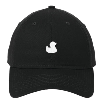 Black unstructured cotton dad cap featuring a white embroidered Mad Duck Craft Brewing duck logo on the front.
