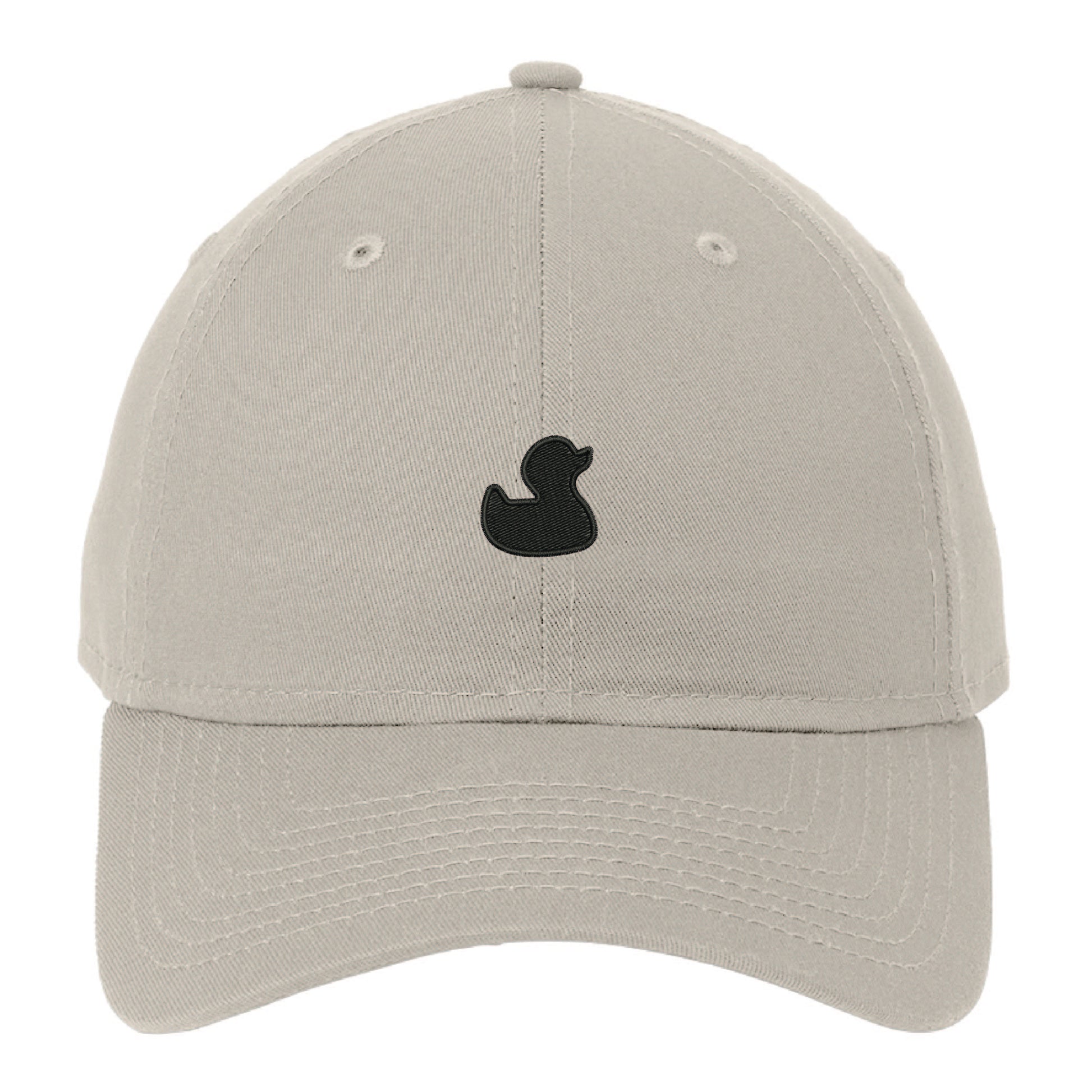 Beige unstructured cotton dad cap featuring a black embroidered Mad Duck Craft Brewing duck logo on the front.