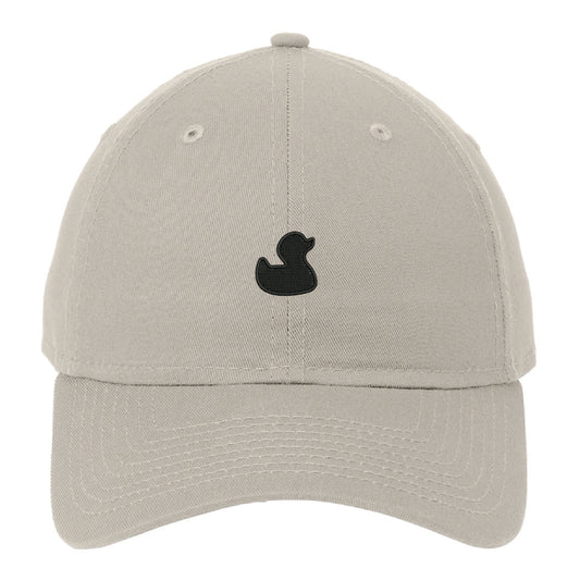 Beige unstructured cotton dad cap featuring a black embroidered Mad Duck Craft Brewing duck logo on the front.