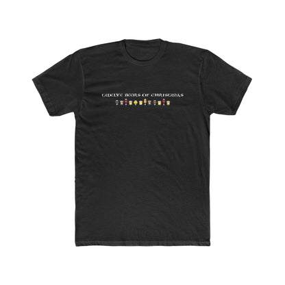 Black cotton t-shirt featuring Twelve Beers of Christmas text and a row of twelve beer glass icons.