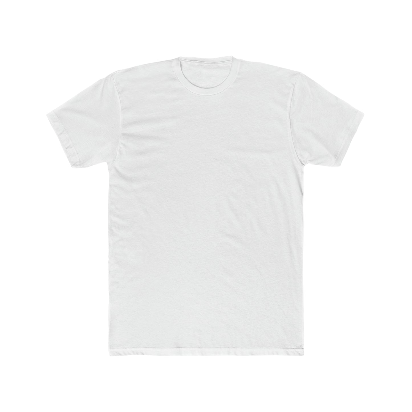Premium white men's crew neck t-shirt in lightweight, fitted combed cotton with short sleeves.