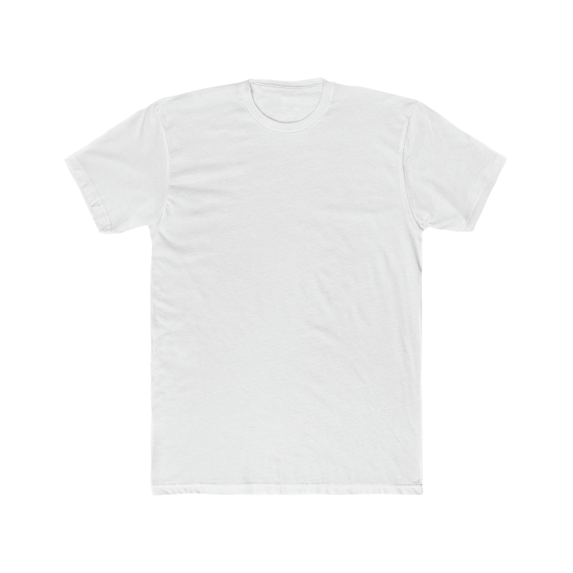 Premium white men's crew neck t-shirt in lightweight, fitted combed cotton with short sleeves.