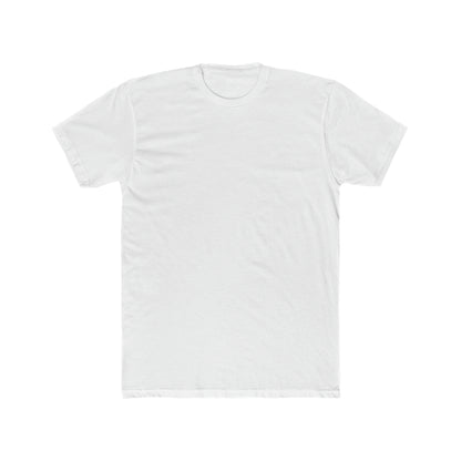 Premium white men's crew neck t-shirt in lightweight, fitted combed cotton with short sleeves.