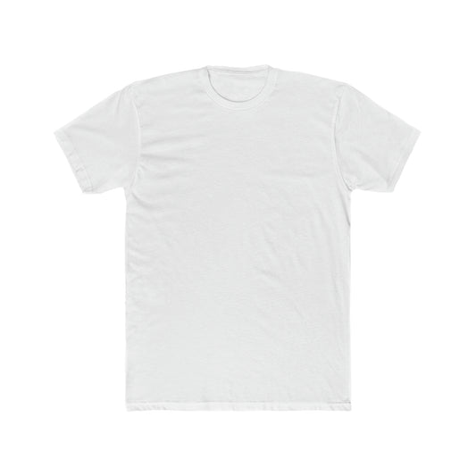 Premium white men's crew neck t-shirt in lightweight, fitted combed cotton with short sleeves.