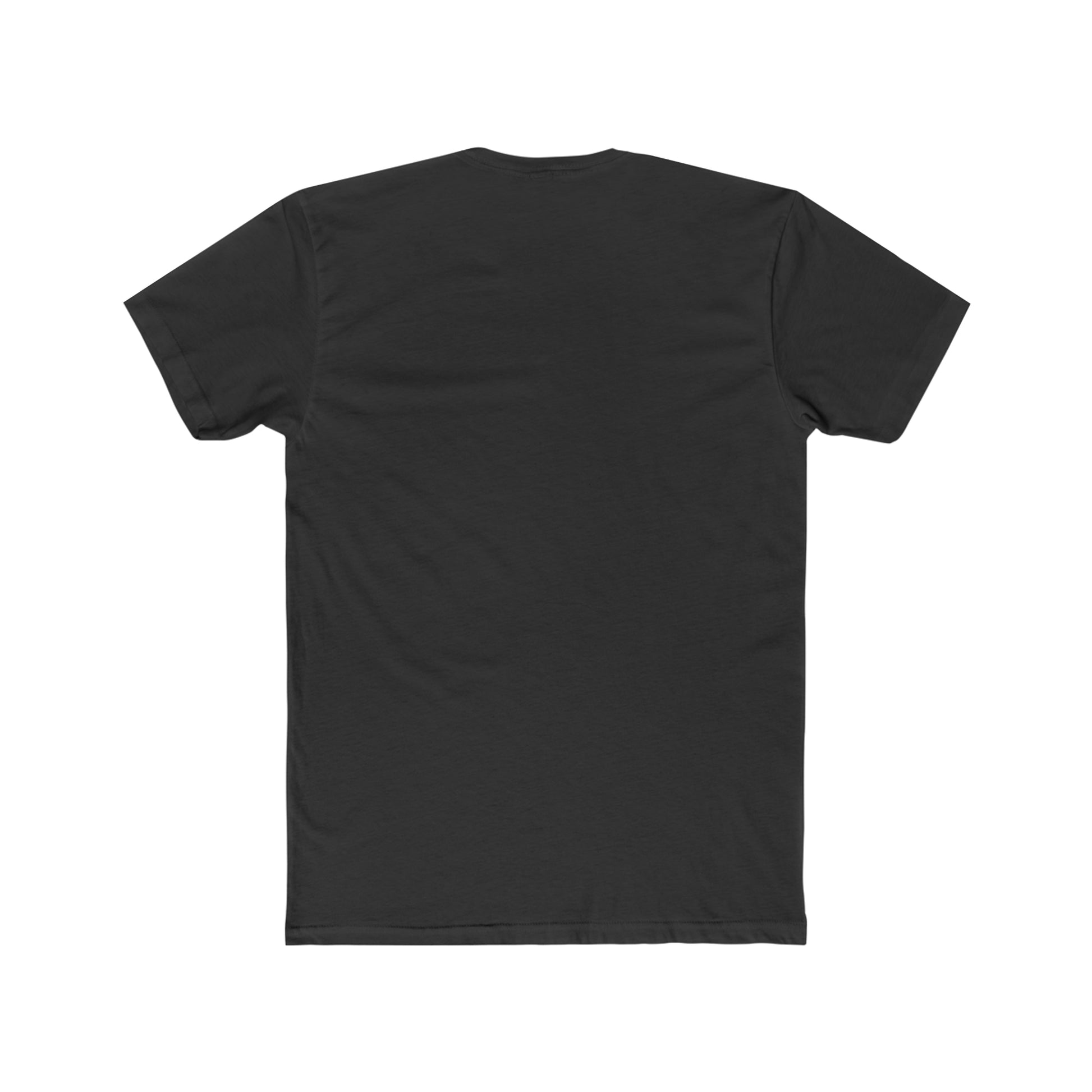 Back view of a premium black short-sleeve crew neck tee made from lightweight, soft cotton.