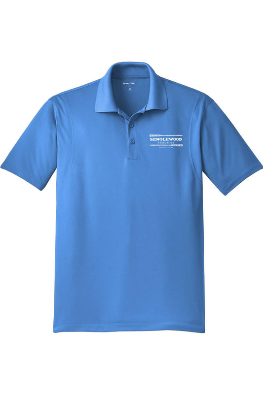 Blue Minglewood Harborside micropique Sport-Wick polo shirt with a three-button placket and breathable fabric.