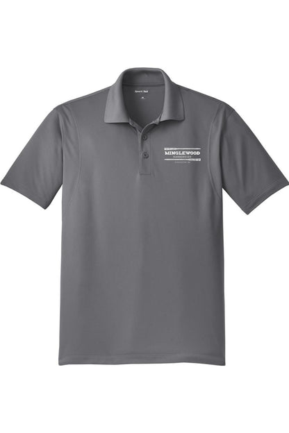 Dark grey Minglewood Harborside micropique Sport-Wick polo shirt with a three-button placket and short sleeves.
