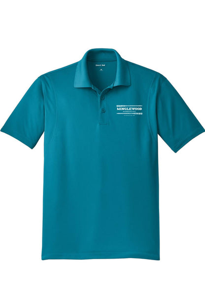 Teal Minglewood Harborside micropique Sport-Wick polo shirt with a three-button placket and short sleeves.