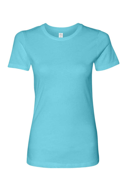 Next Level ladies' turquoise ringspun cotton crew neck t-shirt with a classic, relaxed fit.