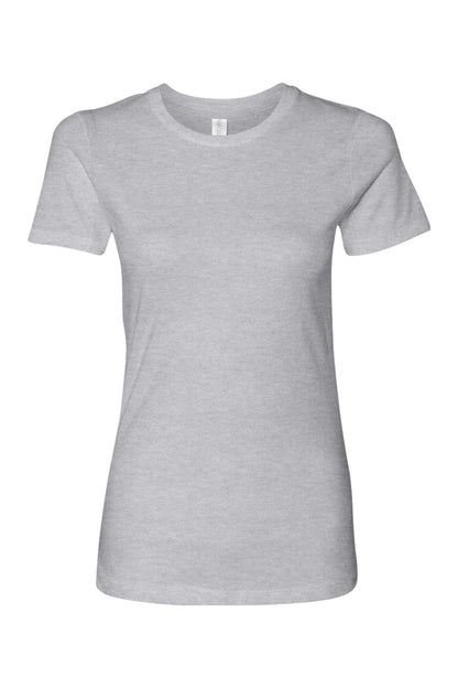 Next Level ladies heather grey ringspun cotton crew neck t-shirt with a soft, relaxed fit.