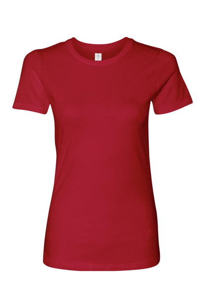 Red Next Level ladies' ringspun cotton crew neck t-shirt with short sleeves and a classic relaxed fit.