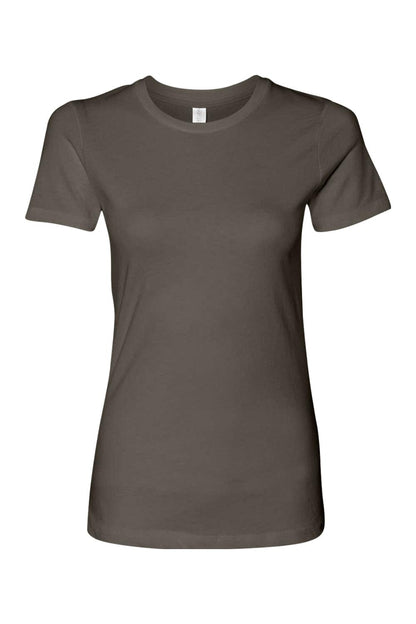 Dark brown Next Level ladies ringspun crew neck t-shirt with a soft cotton finish and relaxed fit.