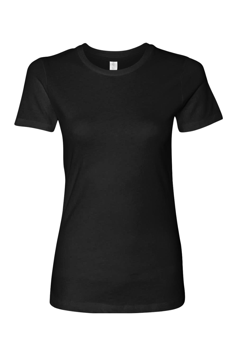 Black Next Level ladies ringspun cotton crew neck t-shirt with a classic fit and short sleeves.