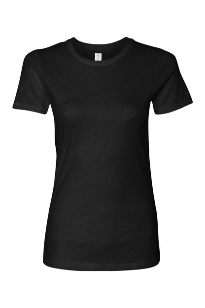 Black Next Level ladies ringspun cotton crew neck t-shirt with a classic fit and short sleeves.