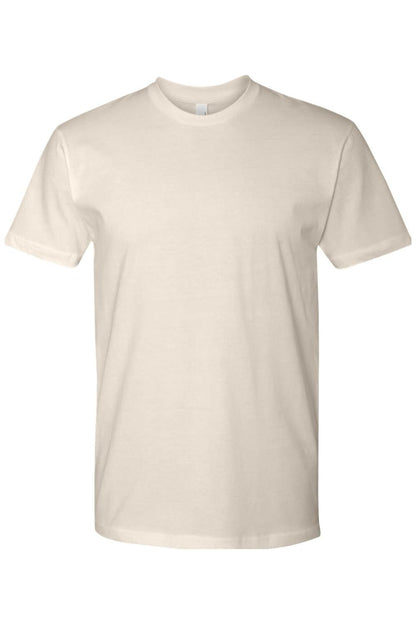 Oatmeal Next Level ringspun cotton short sleeve crew neck t-shirt with a classic fit and ribbed collar.