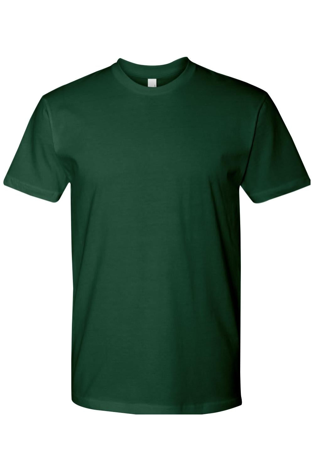 Forest green Next Level ringspun cotton short sleeve crew neck t-shirt with a classic, lightweight fit.