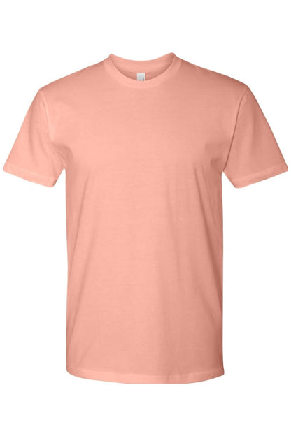 Peach-colored Next Level ringspun cotton crew neck t-shirt with short sleeves and a classic fit.