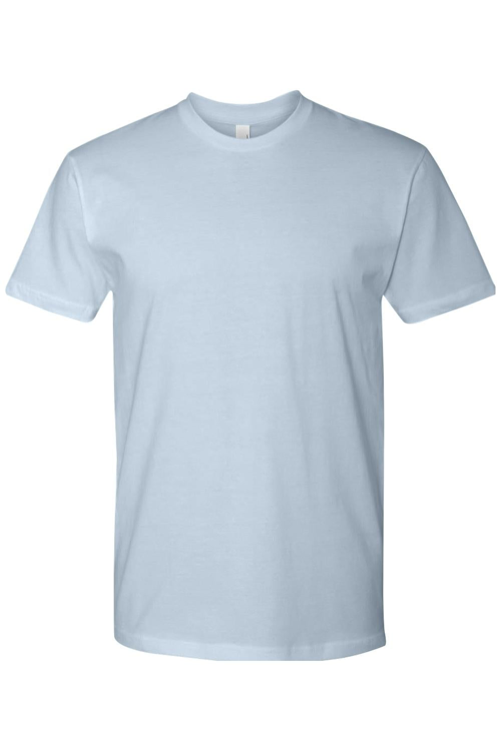 Light blue Next Level ringspun cotton crew neck t-shirt with short sleeves and a classic fit.