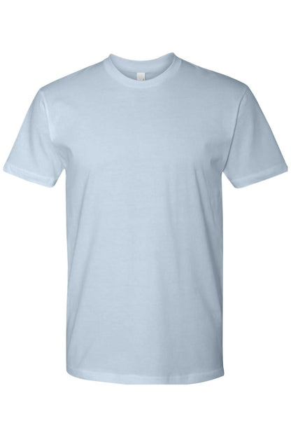 Light blue Next Level ringspun cotton crew neck t-shirt with short sleeves and a classic fit.