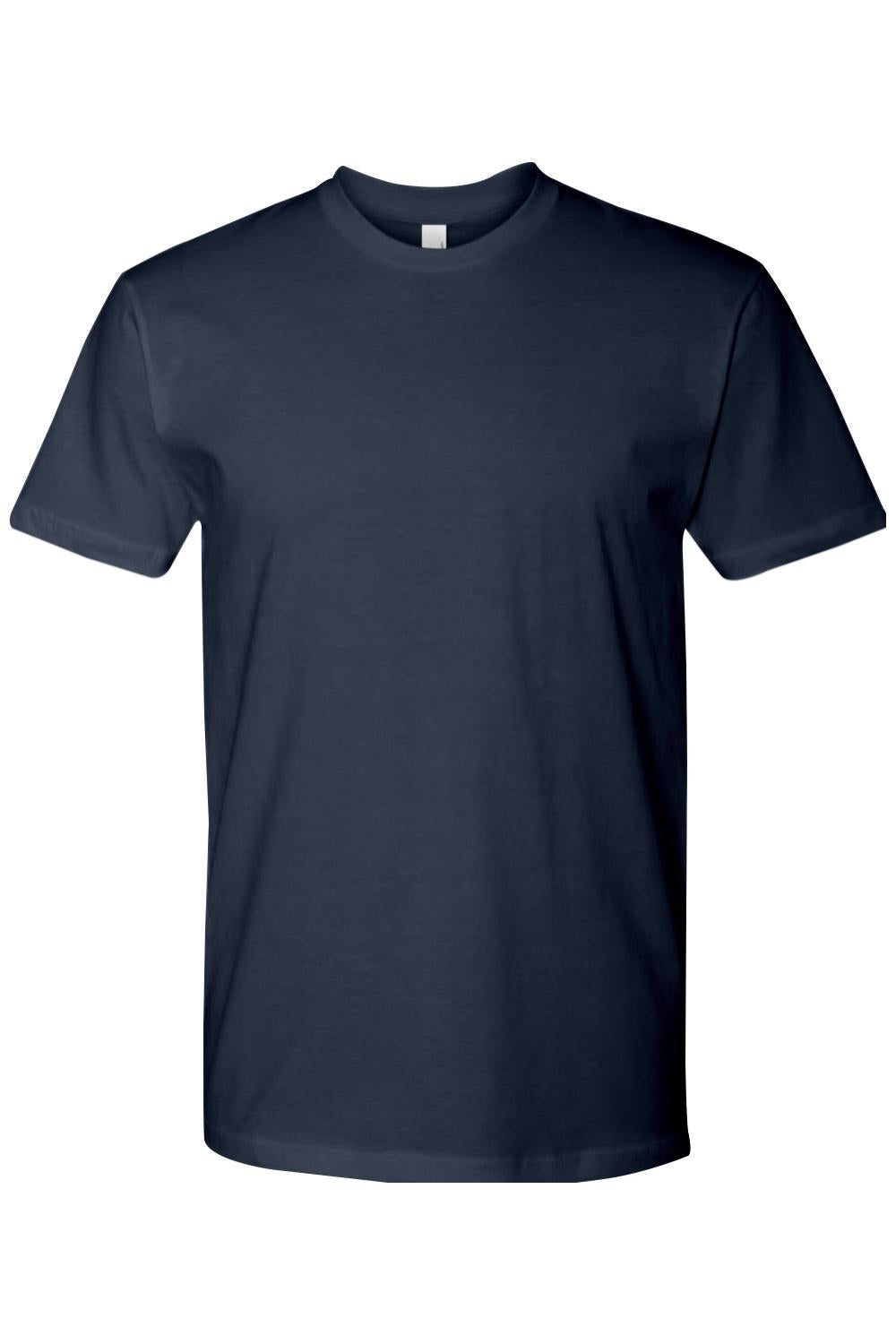 Navy blue Next Level ringspun short sleeve crew neck t-shirt in soft cotton fabric.